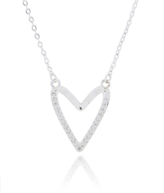 Silver Plated 3D Heart Necklace