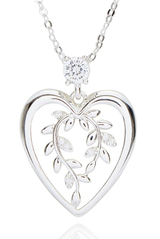 Heart Leaves Silver Plated Necklace