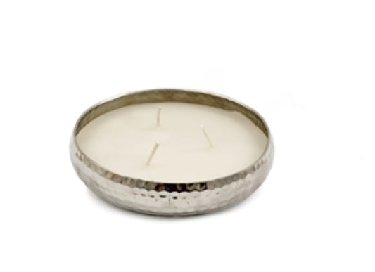 Silver Hammered Triple Wax Candle 15cm
