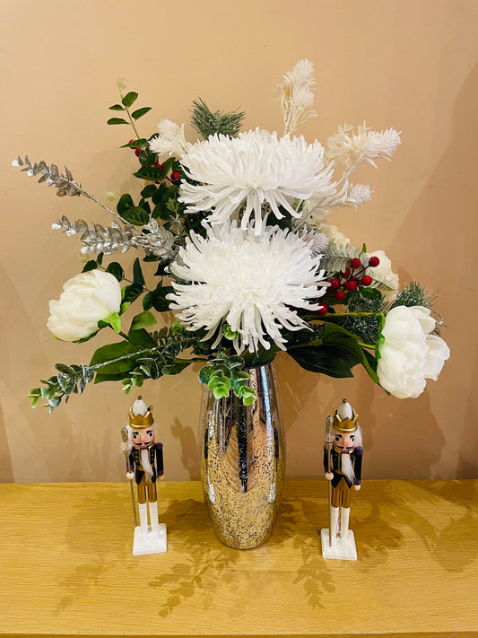 Christmas Time Bespoke Artificial Flowers With Vase