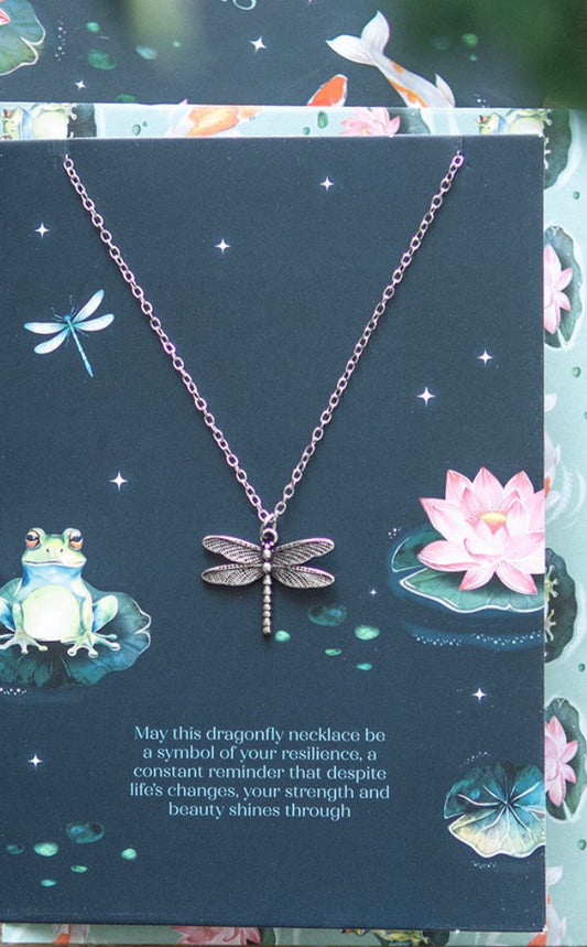 DRAGONFLY NECKLACE ON GREETING CARD