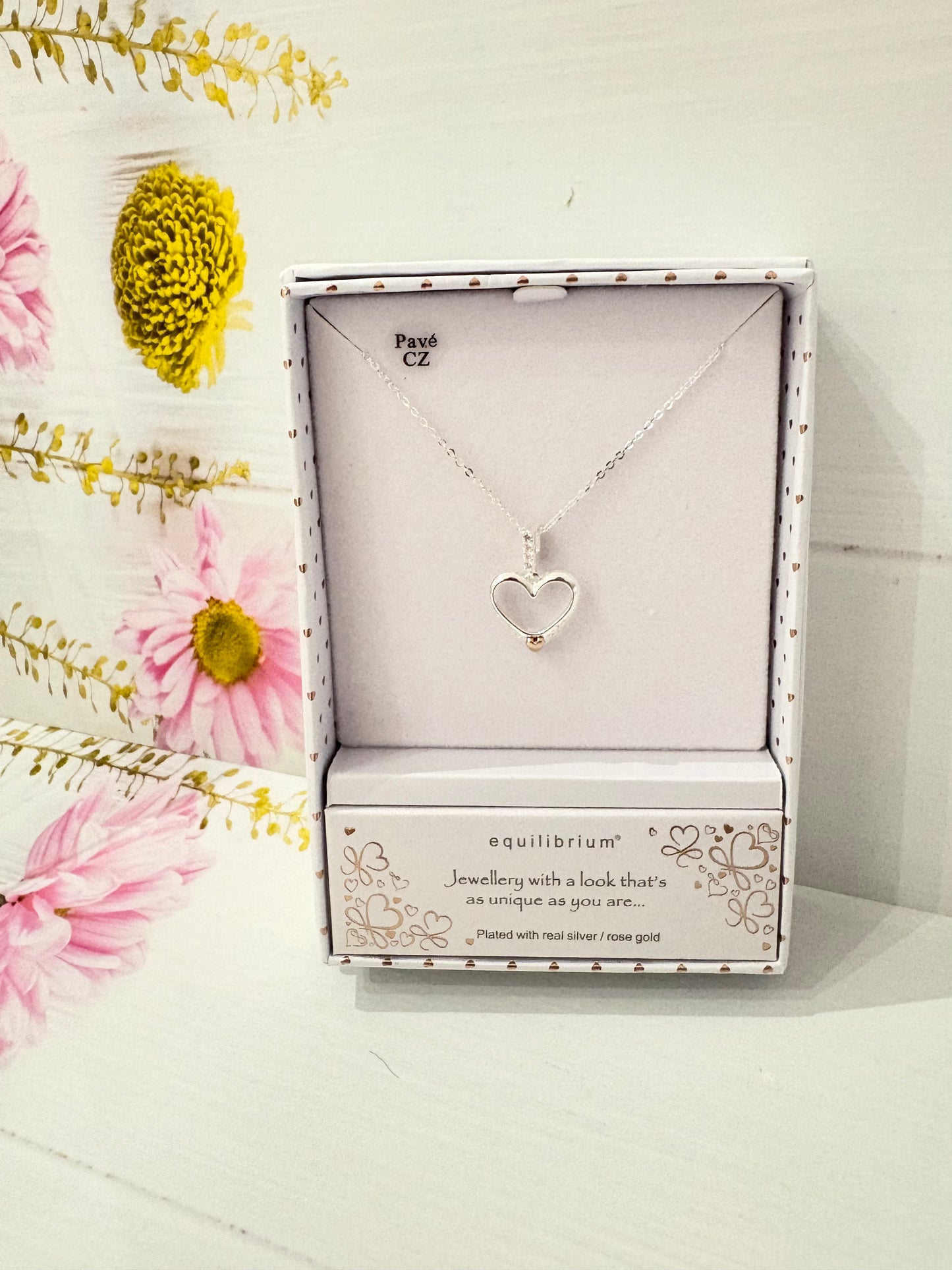 Two Tone Pretty Heart Silver Plated Necklace