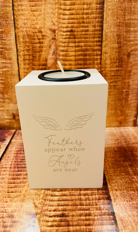 FEATHERS APPEAR ANGEL WING TEALIGHT HOLDER I'M NEW