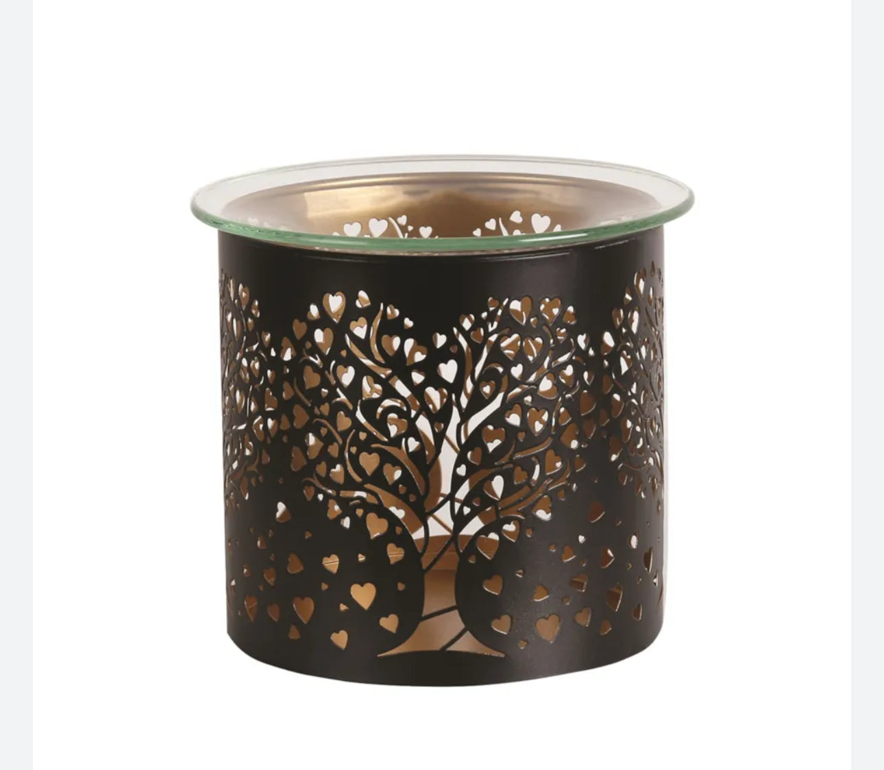 Heart Shaped Tree Tealight Wax Melter Black & Gold