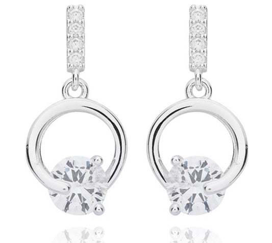Dangly Sparkle Silver Plated Earrings