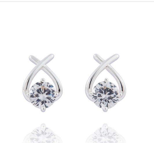 Kiss Silver Plated Suspended Sparkle Earrings