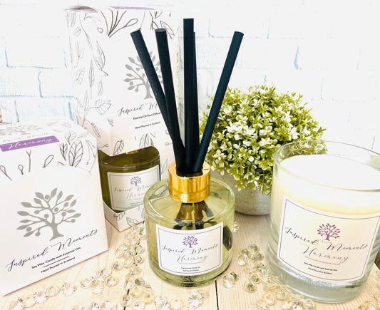 HARMONY DIFFUSER/CANDLE/REFILL GERANIUM WITH BERGAMOT & LAVENDER CANDLE