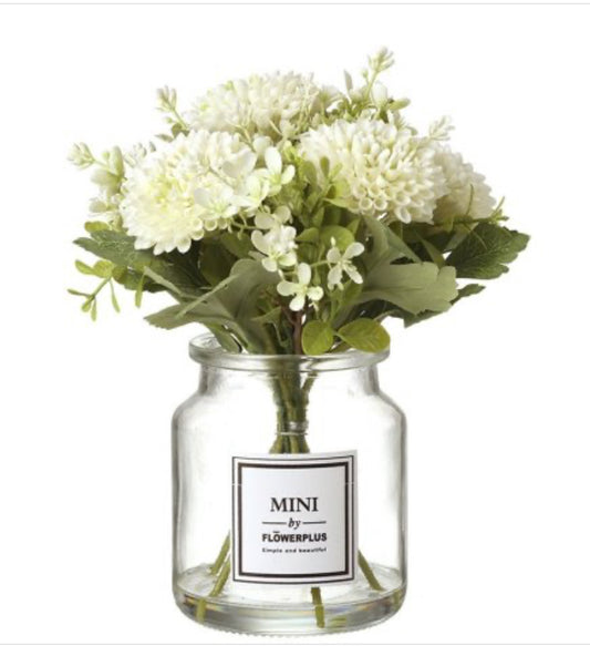 WHITE FLOWERS IN JAR, 23CM