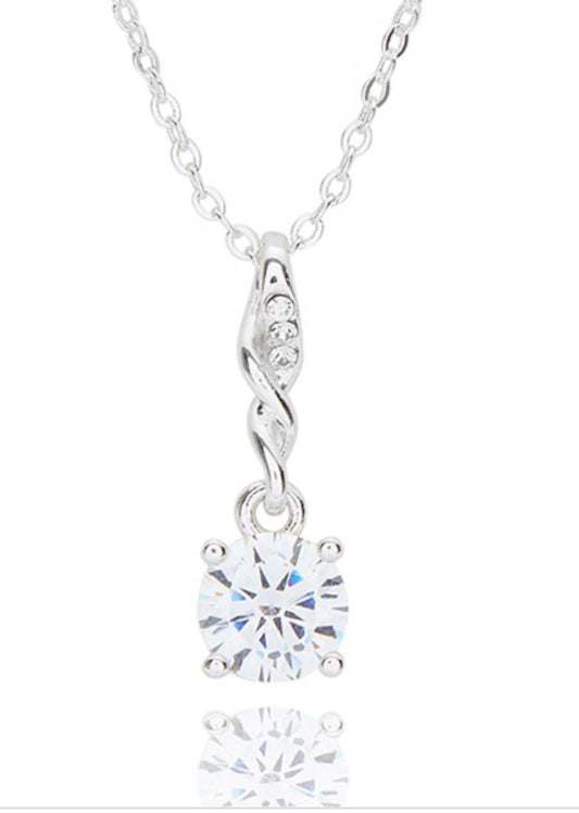 Pure Elegance Double Twist Silver Plated Necklace