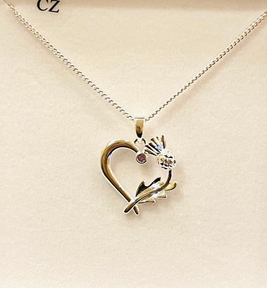 Thistle Silver Plated Heart Necklace