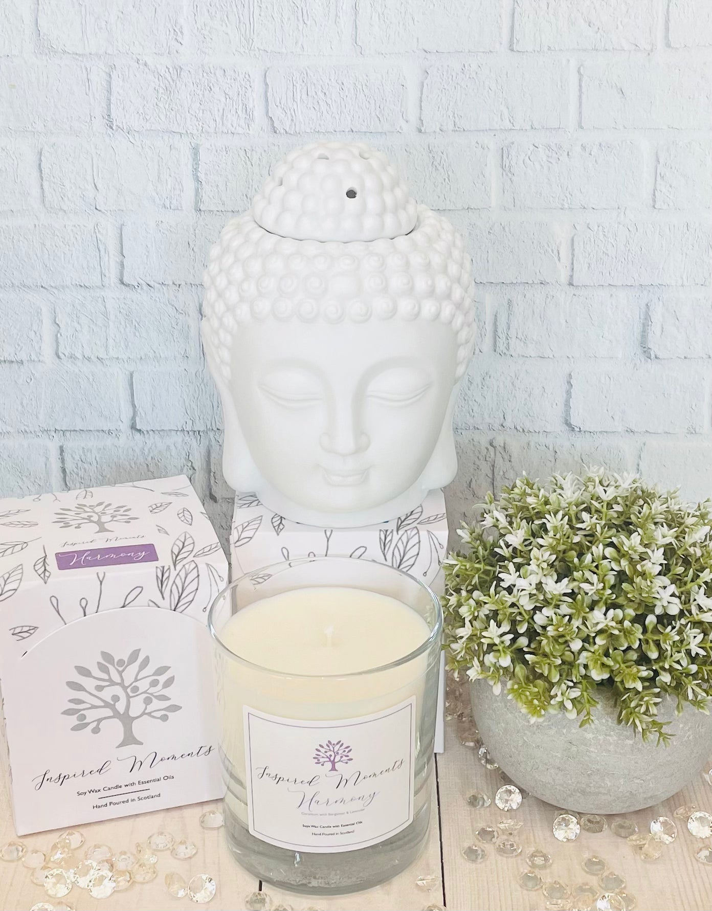 HARMONY DIFFUSER/CANDLE/REFILL GERANIUM WITH BERGAMOT & LAVENDER CANDLE