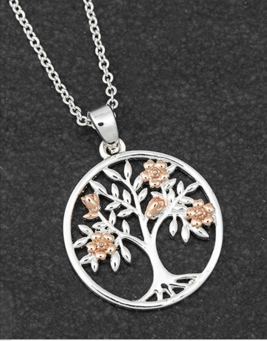 Blossom Tree of Life Two Tone Necklace