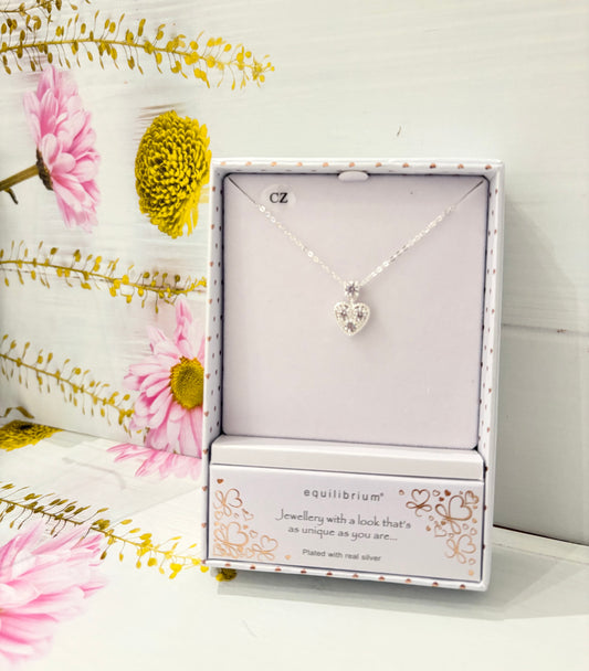 Sparkle Heart Silver Plated Necklace