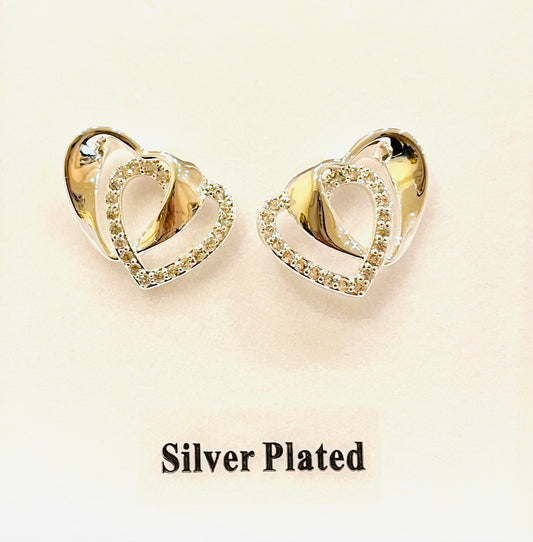 Silver Plated Entwined Hearts Earrings