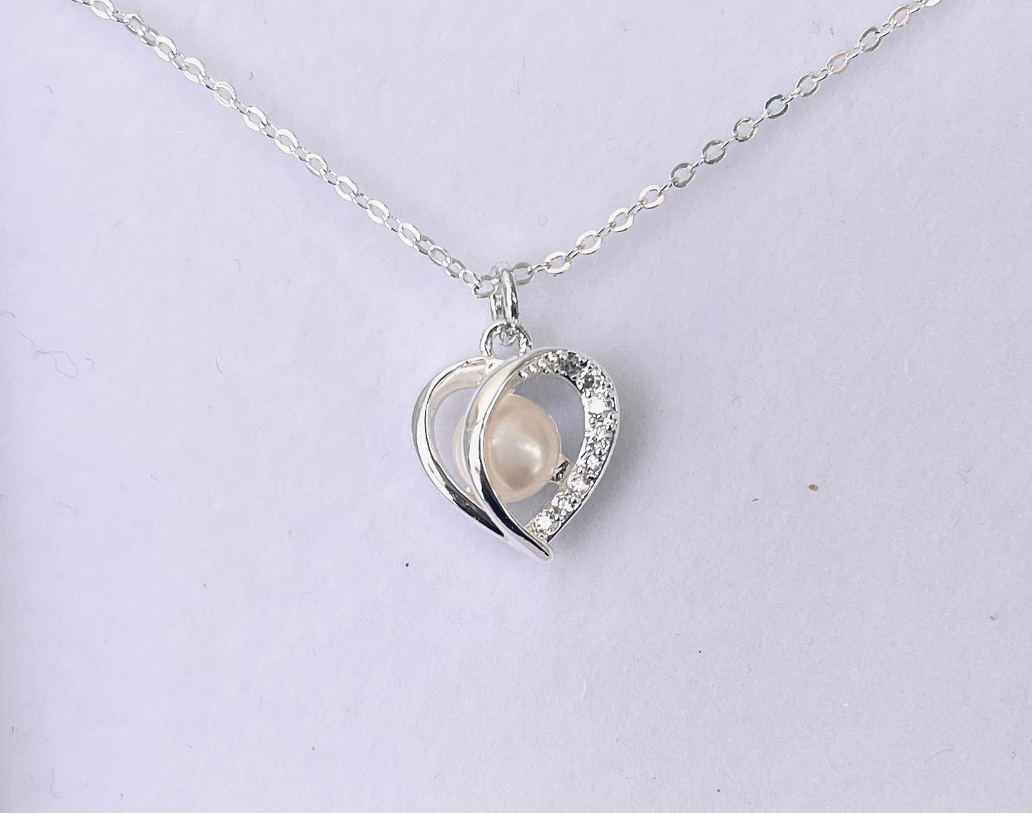 Modern Fresh Water Heart Pearl Silver Plated Necklace