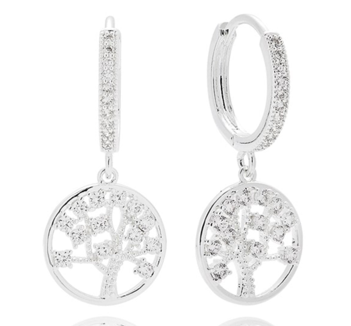 Tree of Life Elegant Silver Plated Earrings