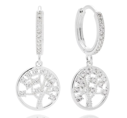 Tree of Life Elegant Silver Plated Earrings