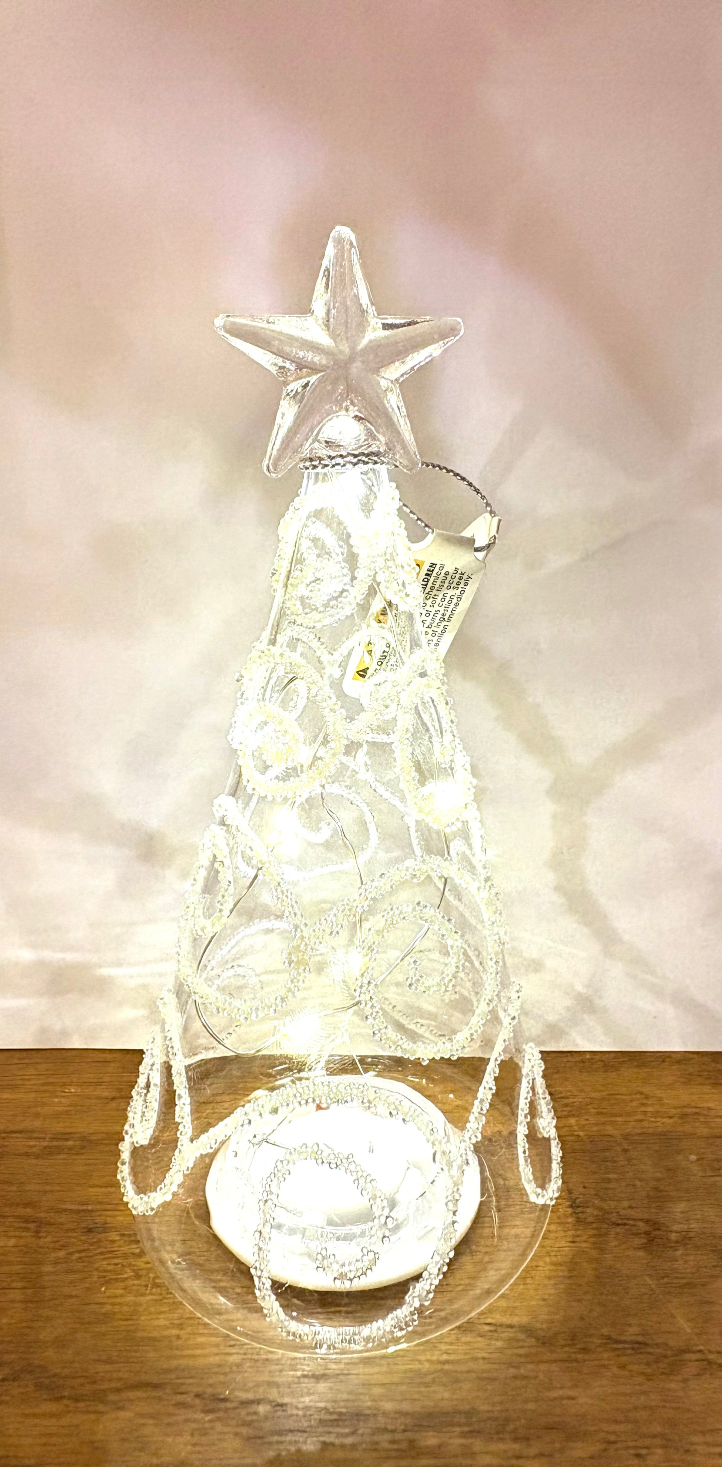 LED GLASS TREE DECORATION, 15CM