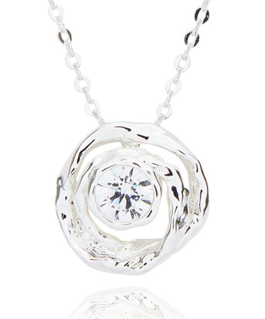 Pure Elegance Circles Silver Plated Necklace