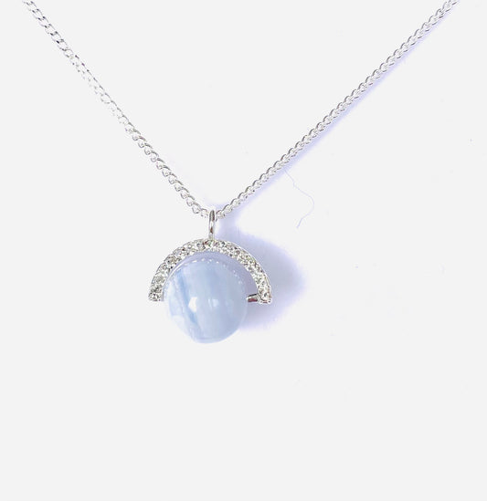 Silver Plated Blue Lace Agate Necklace