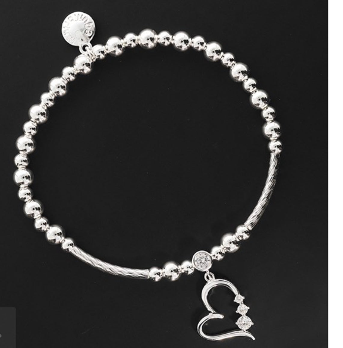 Silver Plated Heart Charm Bracelet