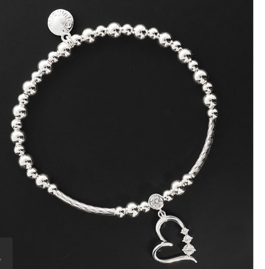 Silver Plated Heart Charm Bracelet