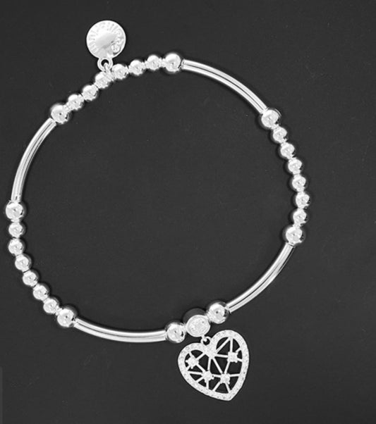 Filigree Silver Plated Delicate Heart Bracelet