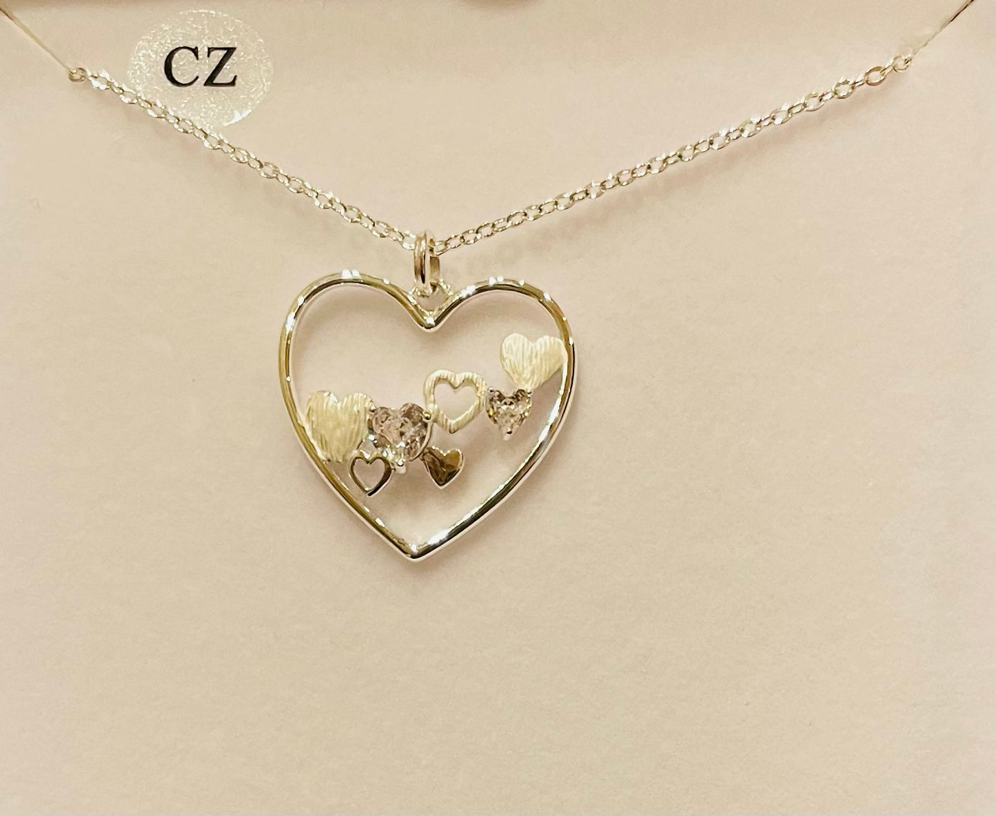 Cluster Of Hearts Silver Plated