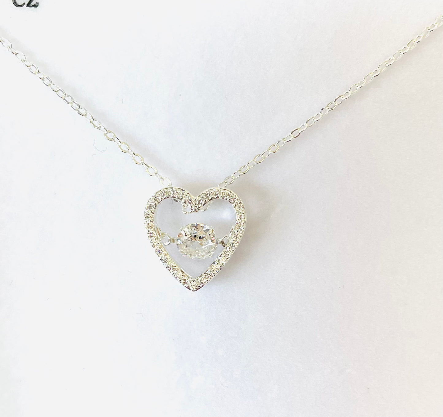 Moving Crystals Silver Plated Glam Heart Necklace