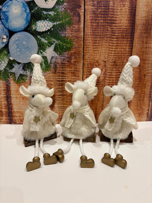Cosy Xmas Mice Dangly Legs