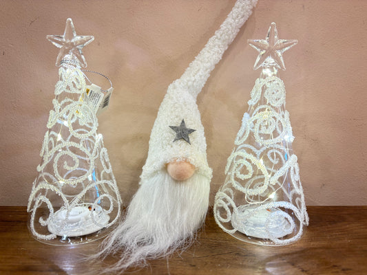 LED GLASS TREE DECORATION, 15CM