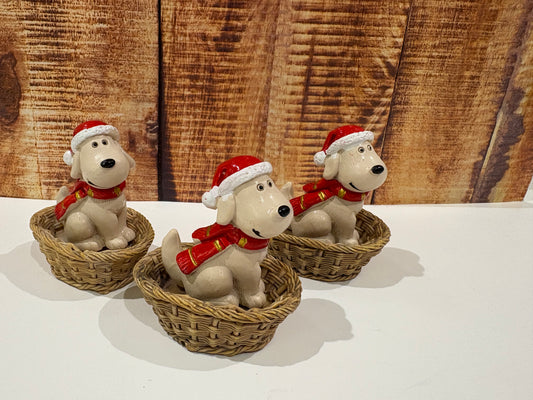 FESTIVE DOG IN SANTA HAT ORNAMENT 5.7CM