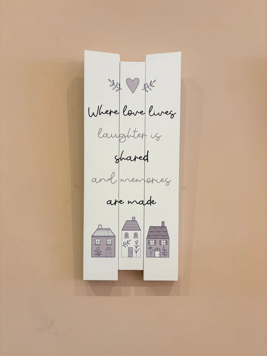 Love Laughter & Memories Long Plaque 20x48x1.8