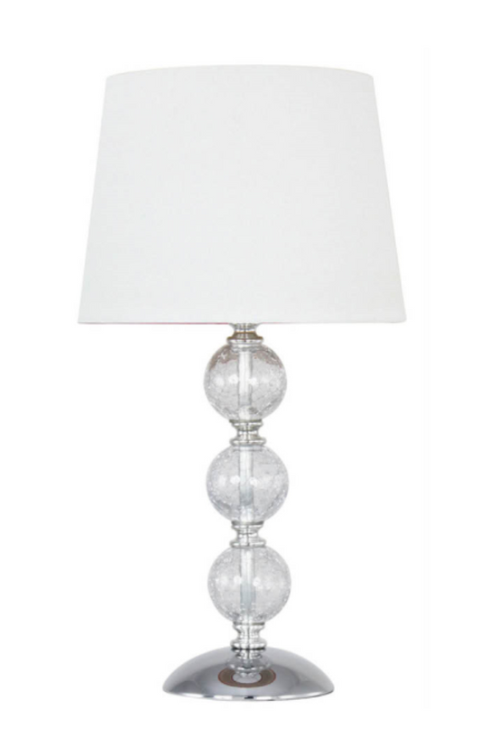 Clear Cracked Glass White 3 Ball Table Lamp