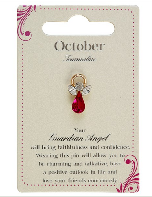 Guardian Angel Birthstone Pin Badge October