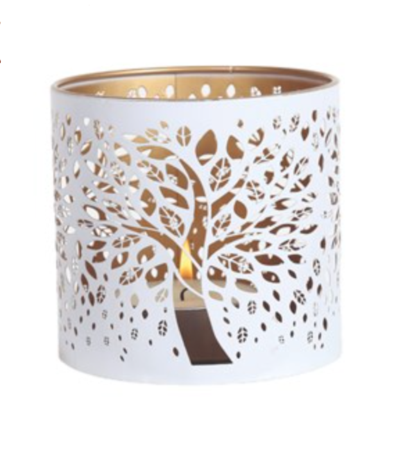 Tree Of Life Tlight/Candle Holder White