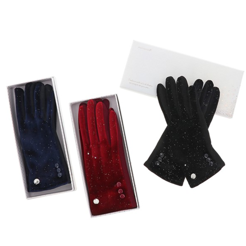 Glitter Velvet Boxed Gloves