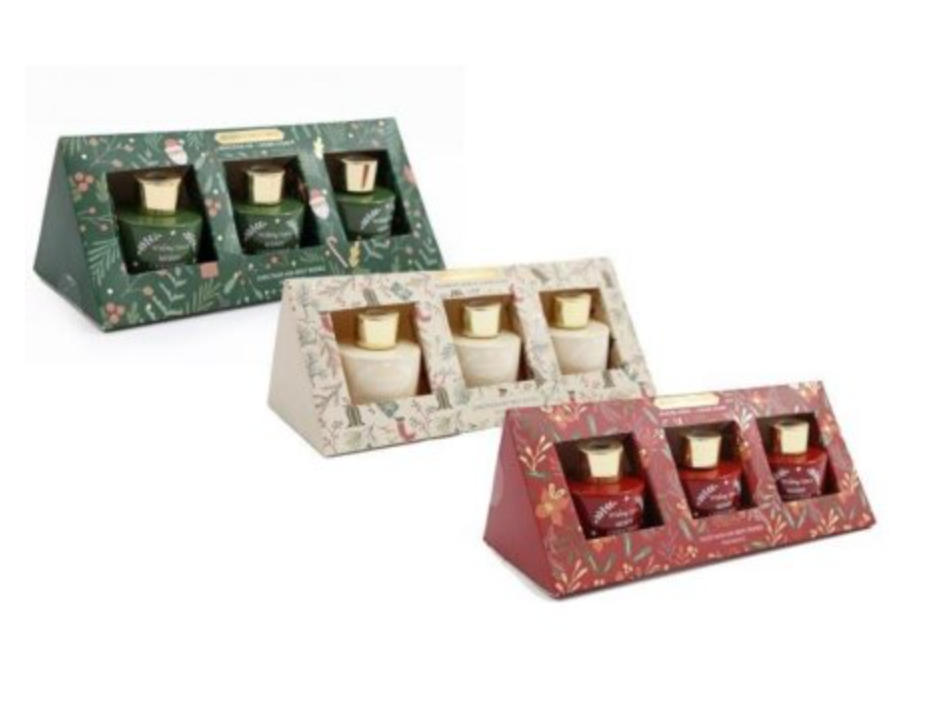 SET OF 3 TRADITIONAL CHRISTMAS REED DIFFUSERS