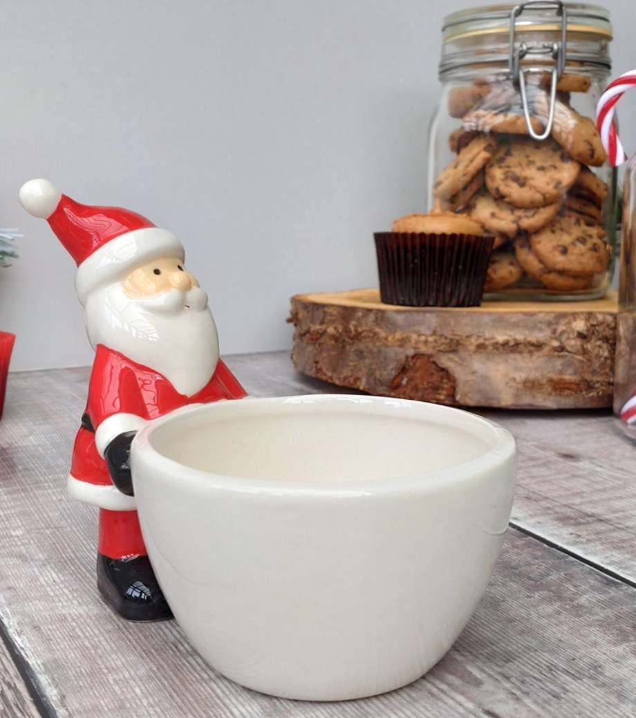 Ceramic Trinket Dish / Snack Bowl Santa or Snowman 13cm