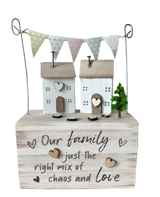 Our Family Wooden House With Bunting