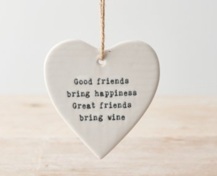 Good Friends White Ceramic Hanging Heart