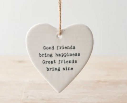 Good Friends White Ceramic Hanging Heart