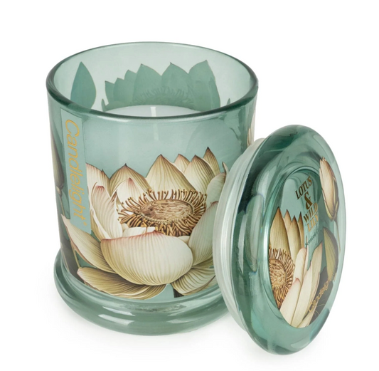 Large Glass Lidded Jar - Lotus & Wild Lily