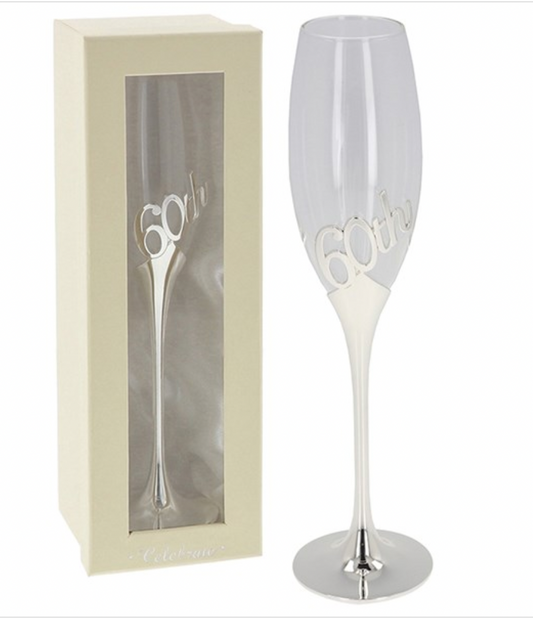 Silver Champagne Flute 60th Birthday