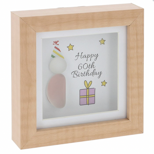 Pebble Glass Mini Plaque 60th 10CM