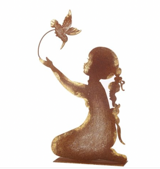 Sitting Girl with Flying Bird Ornament – 51cm