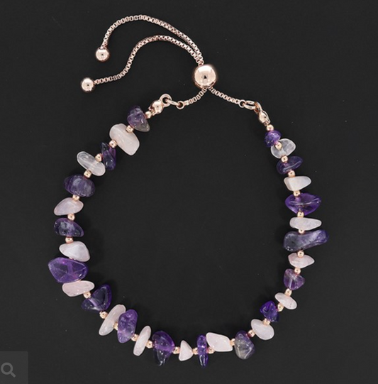Rose Gold Plated Bracelet Rose Quartz Amethyst