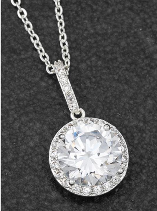 Solitaire Silver Plated Necklace