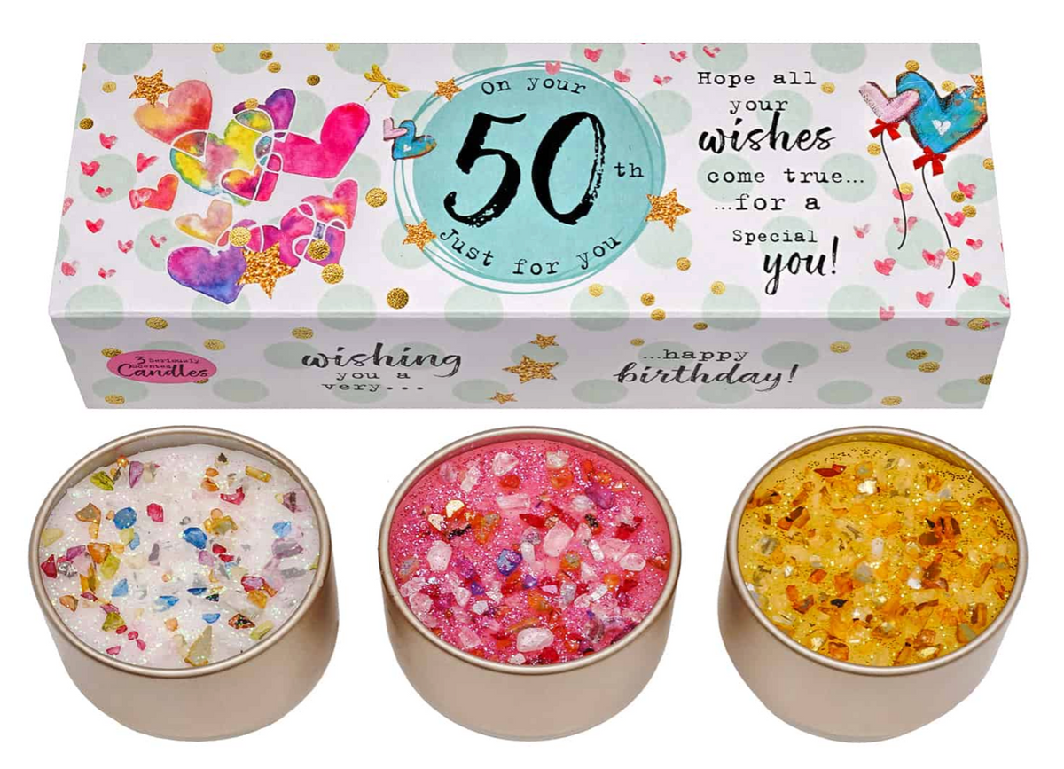 50TH Birthday Set Of 3 Scented Candles