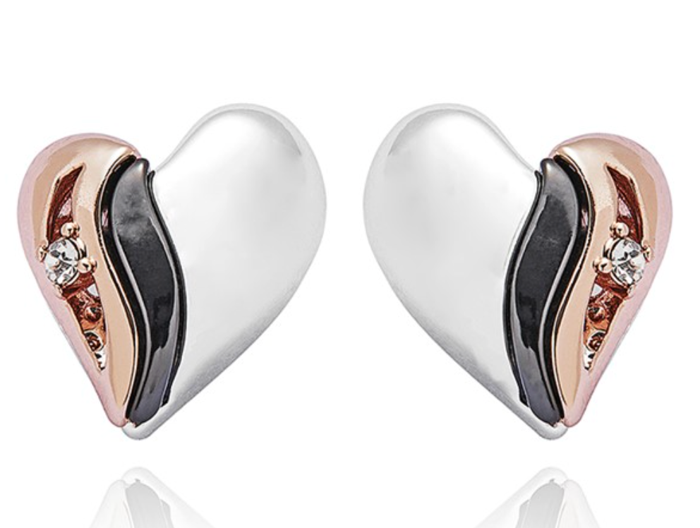 Mixed Metal Glam Heart Earrings